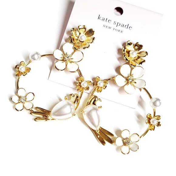 New Kate Spade Spring Scene Flower Hoop Earrings - Picture 12 of 17